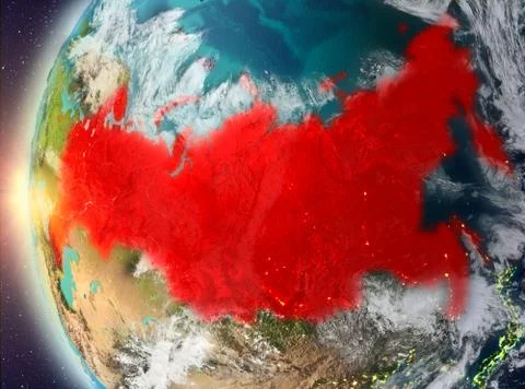 Russia during sunset from space イラスト素材