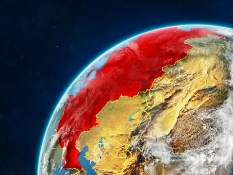 Russia on Earth with borders Stock Illustration