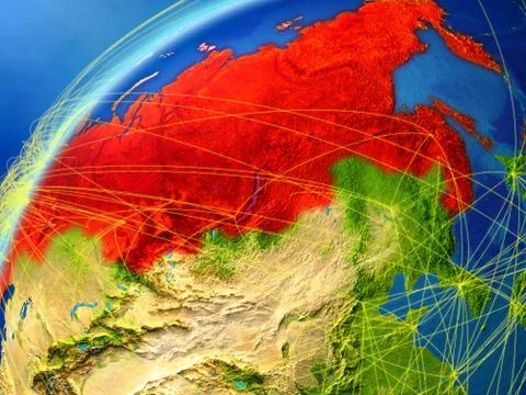 Russia on Earth with network イラスト素材