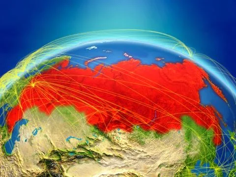 Russia on Earth with network イラスト素材