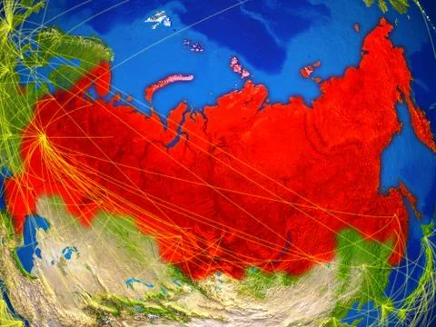 Russia on Earth with network イラスト素材