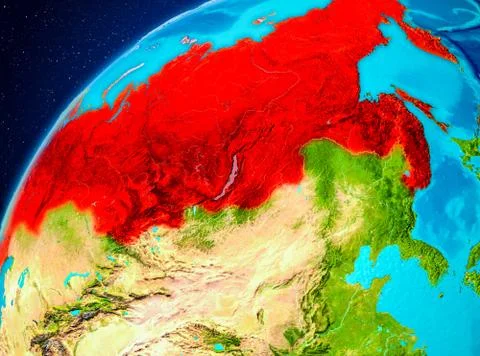 Russia on Earth from space Stock Illustration
