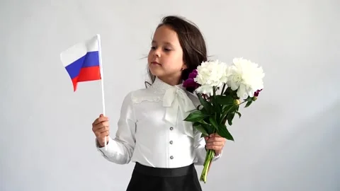 Russia flag and peone Stock Footage 130973567