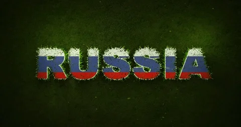 Russia flag is appearing while green grasses are growing in a sports field. Stock Footage 101745343