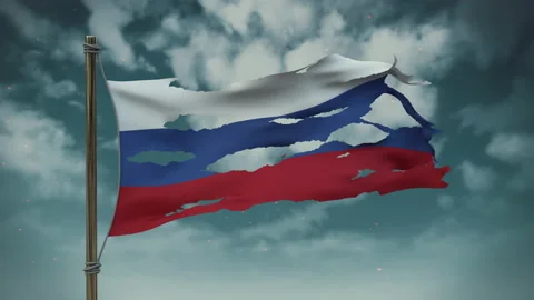 Russia flag The background is a dark sky Stock Footage 172563005