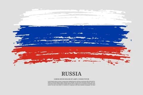 Russia flag with brush stroke effect and information text poster, vector Illustrazione stock