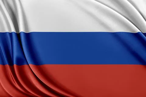 Russia flag with a glossy silk texture. Stock Illustration