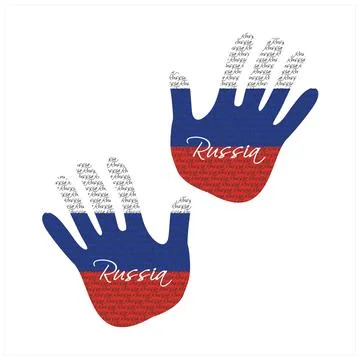 Russia flag hand vector Stock Illustration