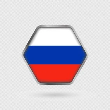 Russia flag in a hexagon frame. Stock Illustration