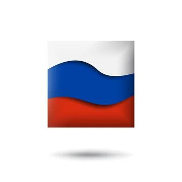 Russia flag icon in shape of square. Abstract russia flag. Vector, icon, button Stock Illustration