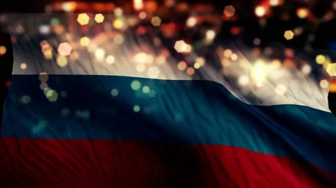 Russia Flag Light Night Bokeh Abstract Loop Animation 4K Stock Footage 47662283