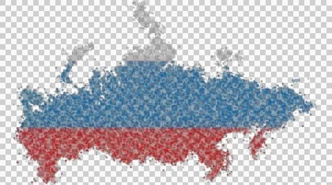 Russia Flag Map Formation Stock Footage 44915788