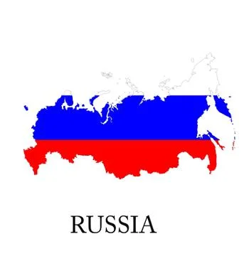 Russia flag map Stock Illustration