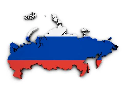 Russia flag map shape Stock Illustration