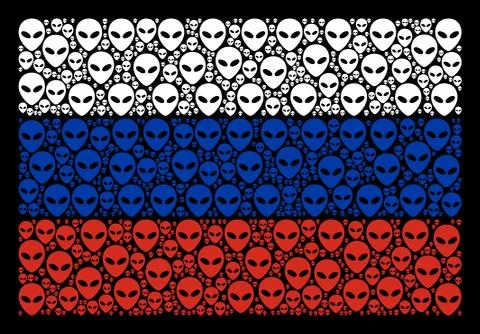 Russia Flag Pattern of Alien Face Items イラスト素材