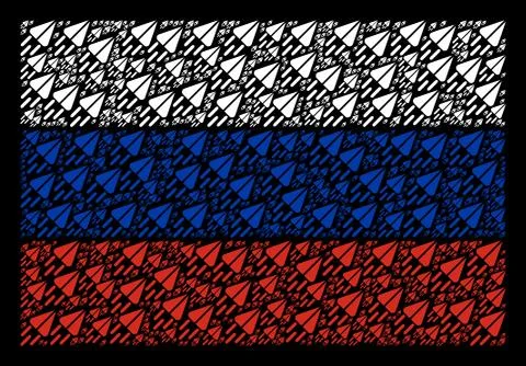 Russia Flag Pattern of Space Ship Objects Stock Illustration