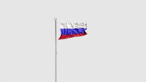 Russia   Flag Pole  Animation Include Alpha 3D Rendering Stock-Footage 283023495