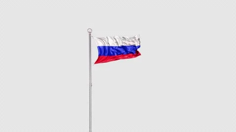 Russia   Flag Pole  Animation Include Alpha 3D Rendering Stock-Footage 312093662