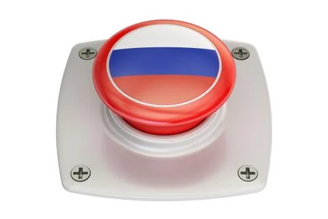Russia flag push button, 3D rendering Stock Illustration