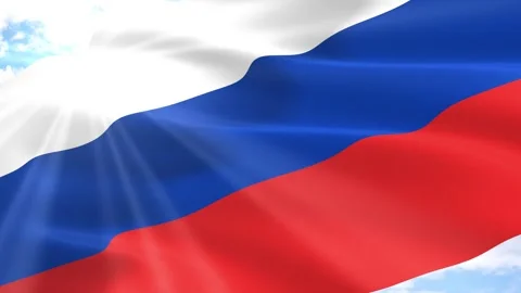 Russia Flag Seamless Loop 4k 60fps on Sky Background Stock Footage 341568220