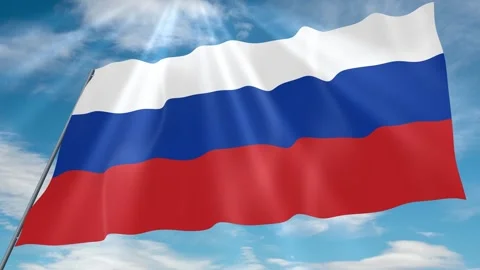 Russia Flag Seamless Loop 4k 60fps on Sky Background Stock Footage 341764897