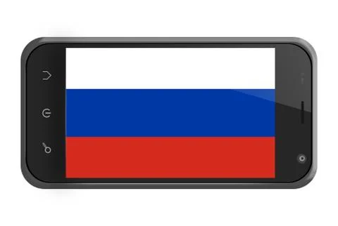 Russia flag on smartphone screen isolated Stock Illustration