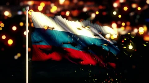 Russia Flag Torn Burned War Freedom Loop Animation - 4K Resolution Ultra HD UHD Stock Footage 41620305