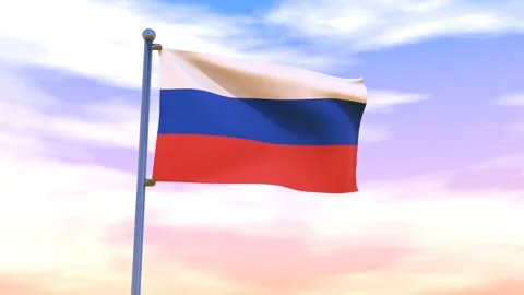 Russia Flag waving in the high wind Stock Footage 155459063