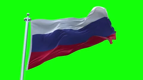 Russia Flag Waving in Loopable and Textured green screen background Stock Footage 296876281