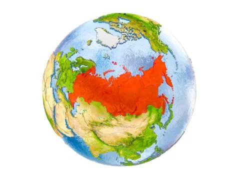 Russia on globe isolated Stock Illustration
