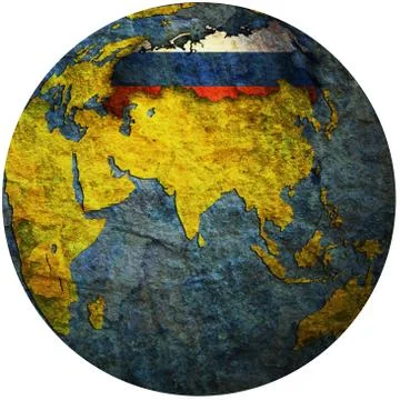 Russia on globe map Stock Illustration