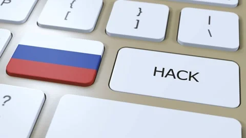 Russia Hack of Country or Hacker Attack Animation. Country National Flag Stock Footage 268846361