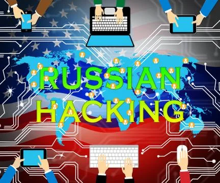 Russia Hacking American Elections Data 3d Illustration Illustrazione stock
