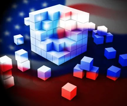 Russia Hacking American Elections Data 3d Illustration Illustrazione stock