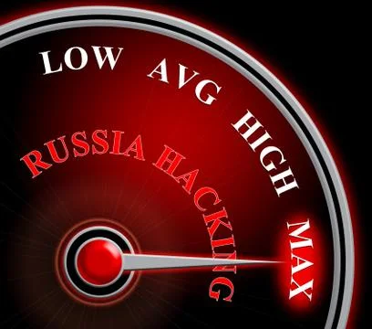 Russia Hacking Meter Showing Maximum Attack 3d Illustration Stock Illustration