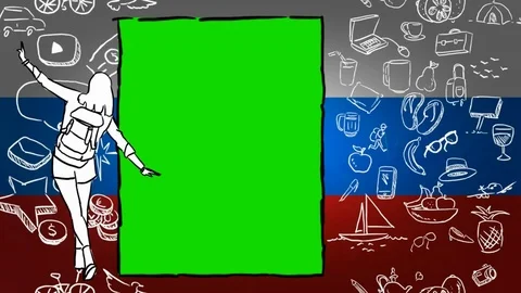 Russia - Hand-drawn - Flag Loop - Illustration Stock Footage 90634317
