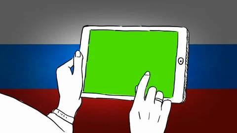 Russia - Hand-drawn - touchscreen flag - Illustration Stock Footage 90634293