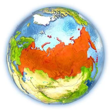 Russia on isolated globe Stock Illustration