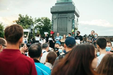 Russia, July 1 2020, Protest against constitution rewriting in Moscow. Stock Photos