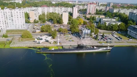 Russia, Kaliningrad. SUBMARINE B-413. Ships exhibits of the World Ocean at the Stock Footage