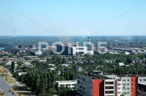 Russia kind on the city of volgograd from height Stock Photos