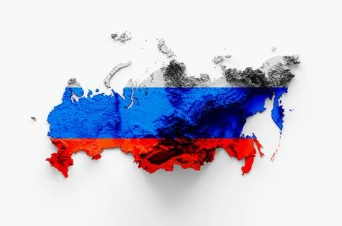 Russia Map and flag 3d topographic map 3d illustration Russia Map National .. Stockillustratie