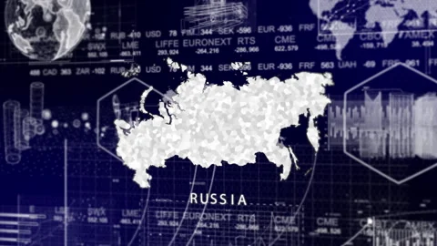 Russia Map Animation Loop | Growth, GDP, Oil Economy &amp; Development Insights Stock Footage 331582247