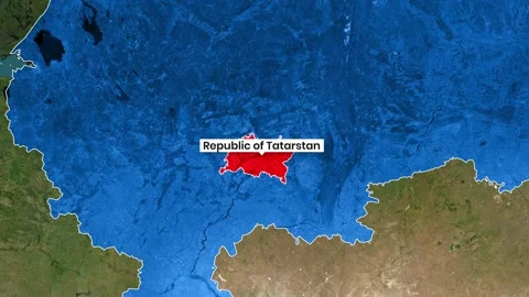 Russia Map Animation Showing the Republic of Tatarstan Boundary and Label Stock Footage 340453501