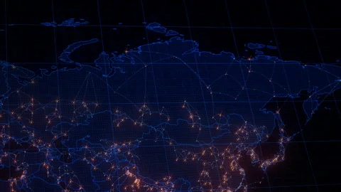Russia map big data visualization. Futuristic digital map infographic of North Stock Footage 335377402