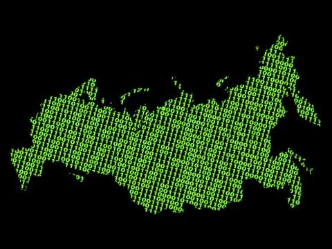 Russia map with binary code Stock Illustration