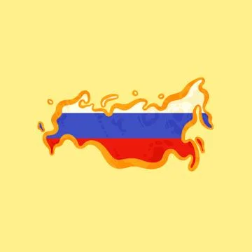 Russia - Map colored with Russian flag Stock Illustration