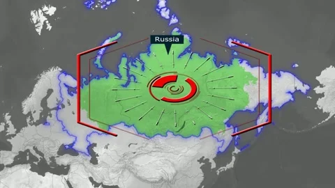 Russia Map - Cyber Attack Stock Footage 268416997
