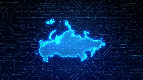 Russia Map Digital Technology Opener Stock Footage 335081975