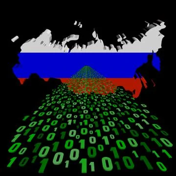 Russia map flag with binary foreground illustration Stock Illustration